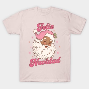 Feliz Navidad Pink Santa Spanish Christmas T-Shirt